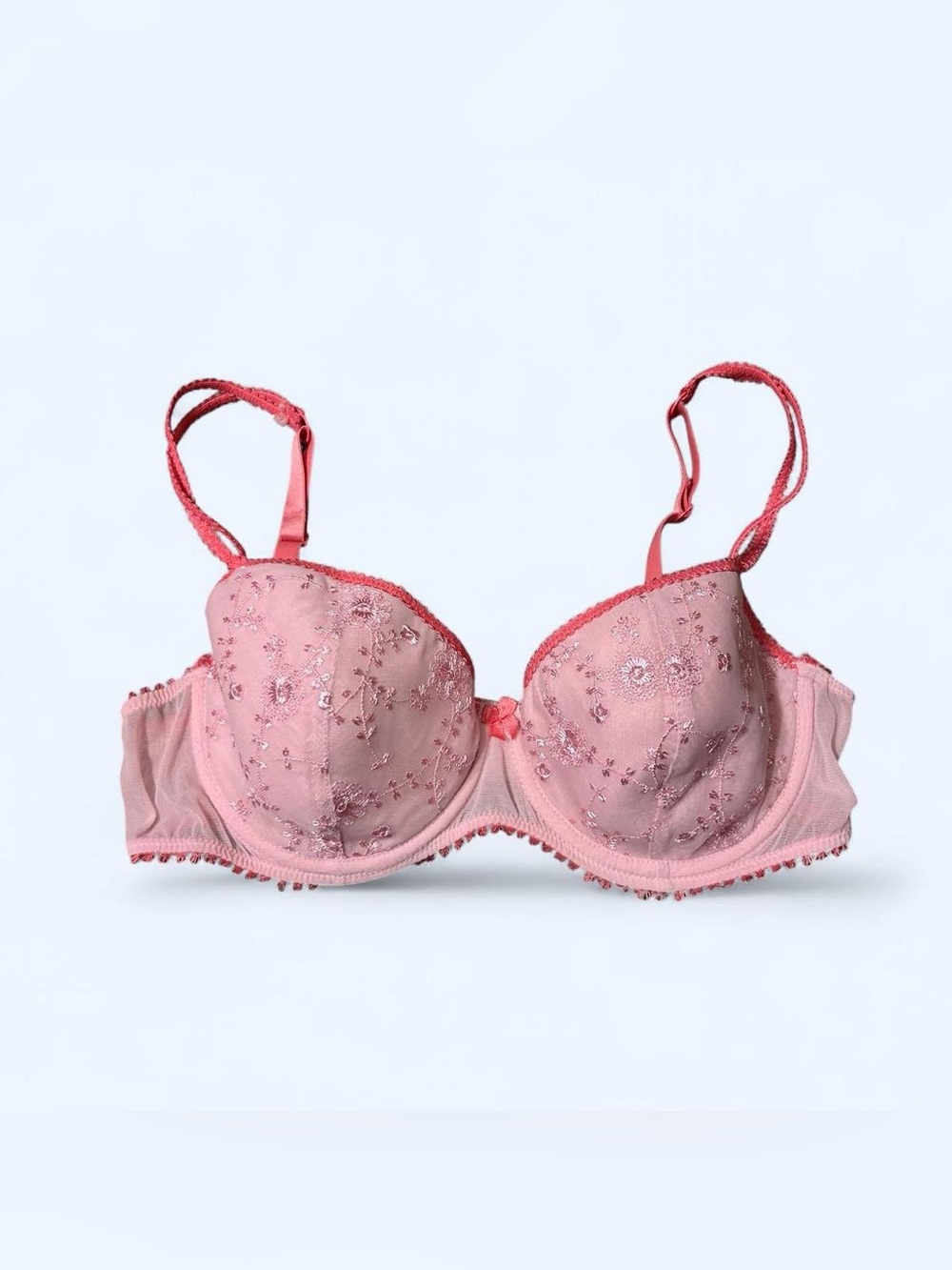 Y2K Pink Floral Lace Bra!